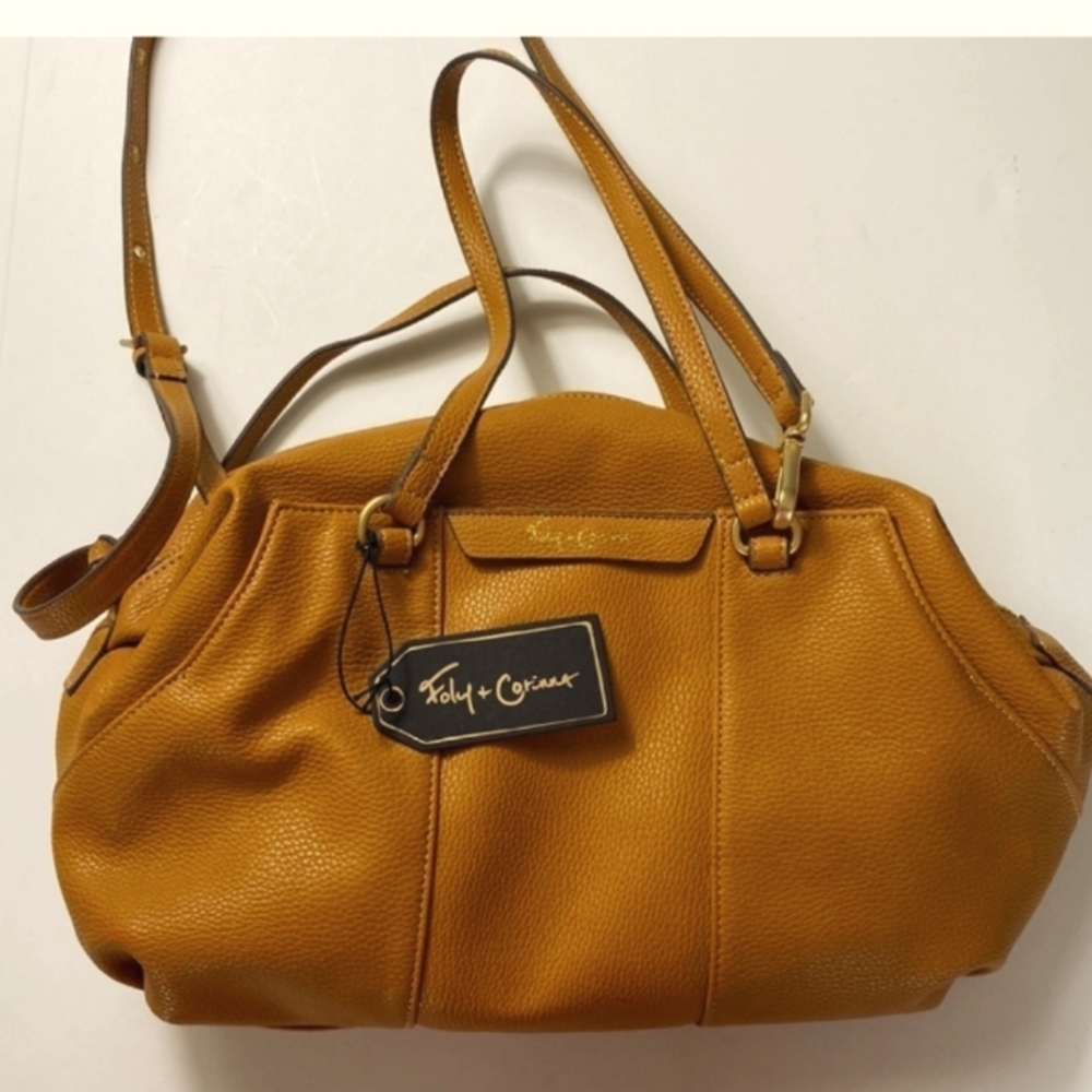 Foley + Corinna Mustard LARGE Vegan Leather Satchel NWT $118
